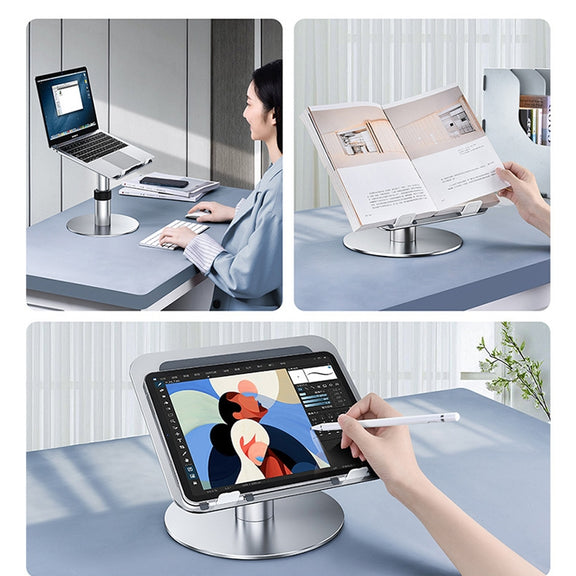 Oatsbasf 03597 Aluminum Alloy Notebook Heightening Bracket Notebook Computer Lifting Heat Dissipation Bracket Mobile Folding Table,Style: Deluxe Edition-Silver
