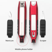 Anti-splash Nail Clippers Multifunctional Mobile Phone Holder Nail Clippers,Style: Red +Iron Box