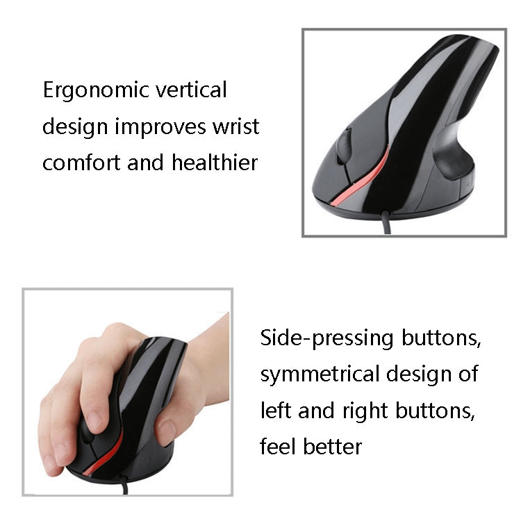 JSY-12 5 Keys USB Wired Vertical Mouse Ergonomic Wrist Brace Optical Mouse(Blue)