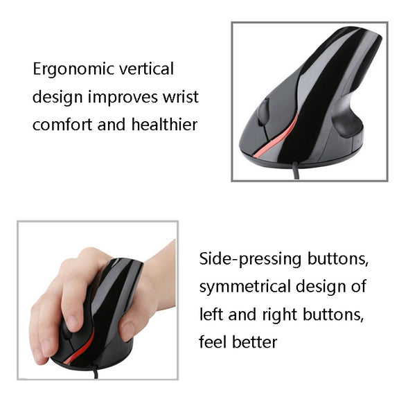 JSY-12 5 Keys USB Wired Vertical Mouse Ergonomic Wrist Brace Optical Mouse(Blue)