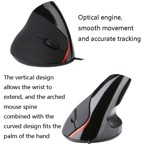 JSY-12 5 Keys USB Wired Vertical Mouse Ergonomic Wrist Brace Optical Mouse(Blue)