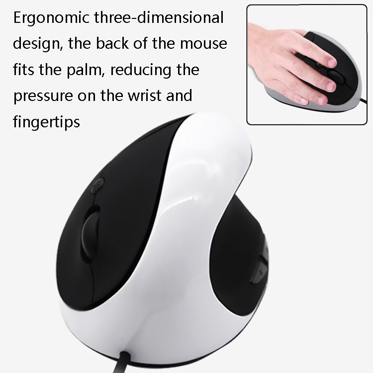 JSY-05 6 Keys Wired Vertical Mouse Ergonomics Brace Optical Mouse(White)