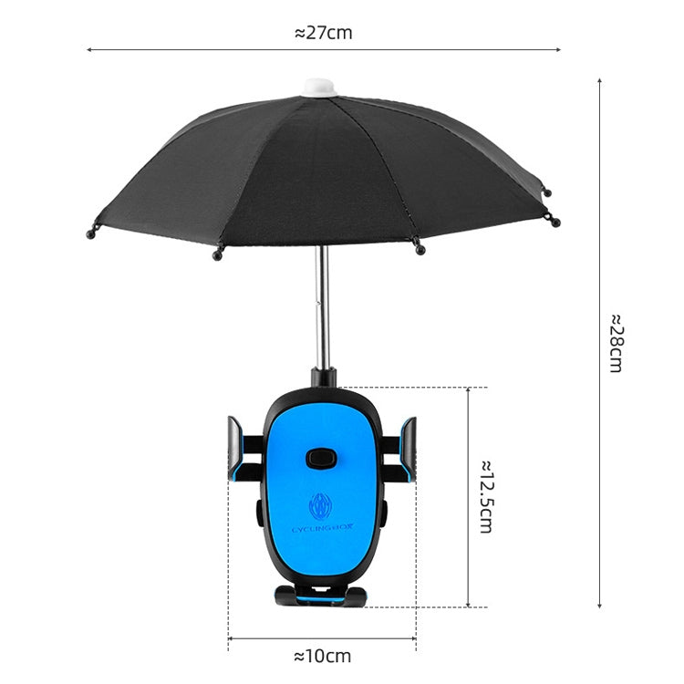 CYCLINGBOX BG-2935 Bicycle Mobile Phone Bracket With Umbrella Water-resistant Navigation Electric Car Mobile Phone Frame, Style: Handlebar Installation (Black)