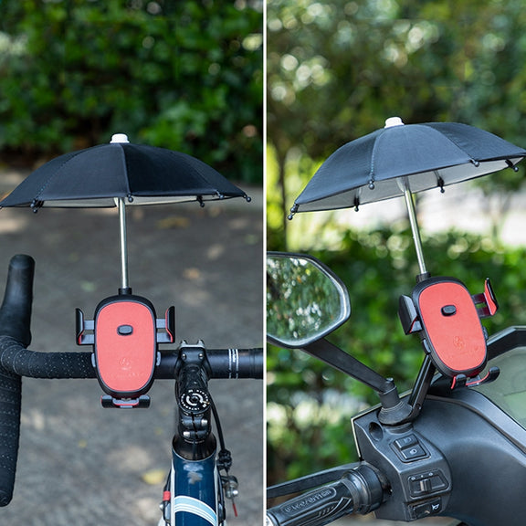 CYCLINGBOX BG-2935 Bicycle Mobile Phone Bracket With Umbrella Water-resistant Navigation Electric Car Mobile Phone Frame, Style: Handlebar Installation (Black)