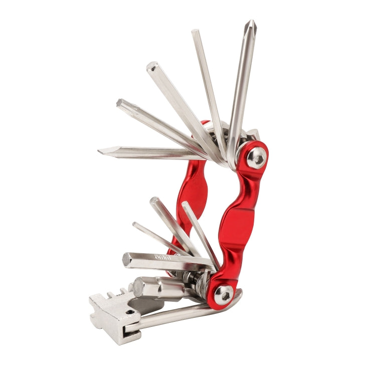 BG-9835D Bicycle Multi-Function Maintenance Curved 11 In 1 Tool Mountain Highway Bike With Interception Machine Combination Tool(Red)