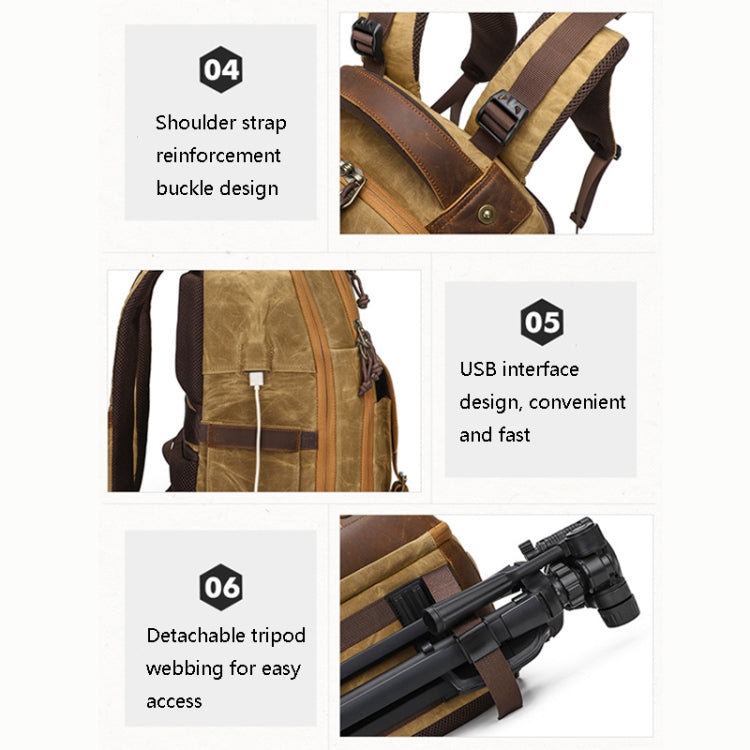 K813 Retro SLR Camera Bag Canvas Shoulder Computer Camera Bag(Khaki)