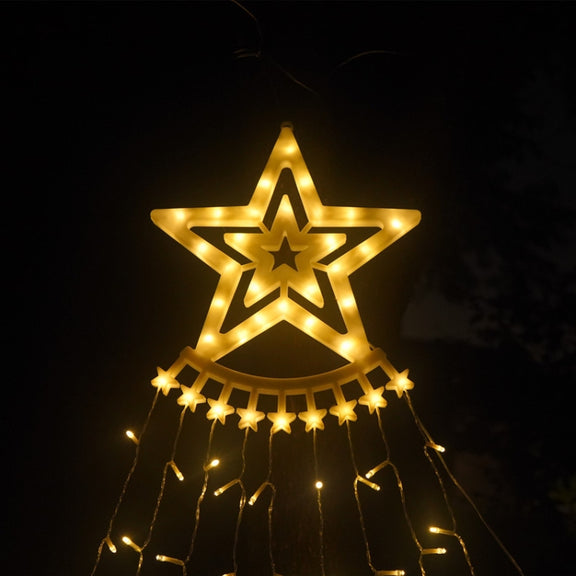10LM 350 LED Star Waterfall Light Christmas Tree String Lights Outdoor Meteor Light, Plug Spec: EU Plug(RGB Light)