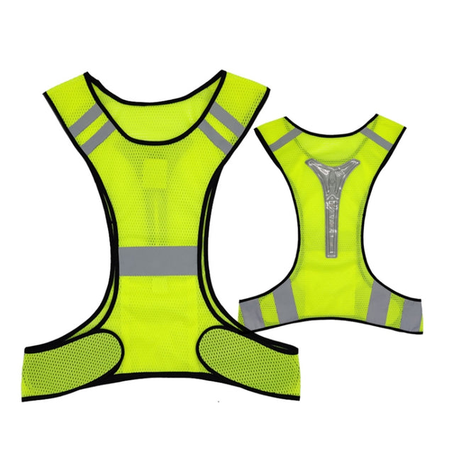 Sports Reflective Vest Night Running Outdoor Reflective Clothing Traffic Safety Reflective Vest,Style: With Led(Fluorescent Yellow)