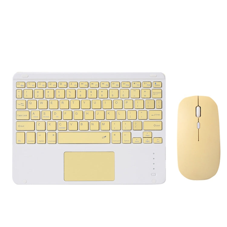 871 9.7 Inch Portable Tablet Bluetooth Keyboard With Touchpad + Mouse Set for iPad(Yellow + Mouse)