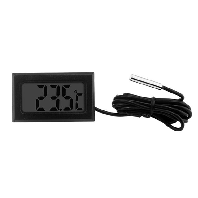 Fish Tank Digital Thermometer Water-resistant Probe Electronic Measuring Thermometer, Line Length: 1m (Black)