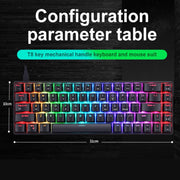 T8 68 Keys Mechanical Gaming Keyboard RGB Backlit Wired Keyboard, Cable Length:1.6m(White Green Shaft)