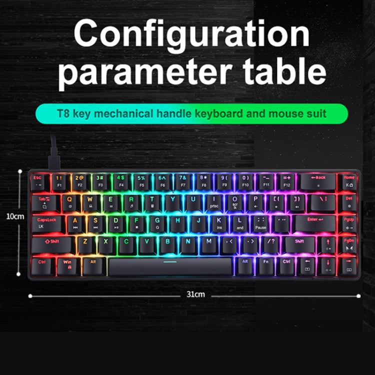 T8 68 Keys Mechanical Gaming Keyboard RGB Backlit Wired Keyboard, Cable Length:1.6m(White Green Shaft)