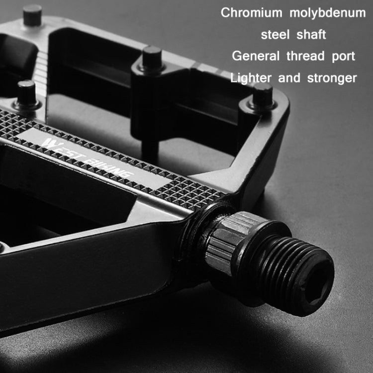 WEST BIKING Bicycle Aluminum Alloy Chromium Molybdenum Steel Axle Pedal(Black)