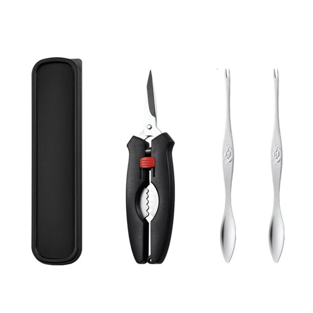 Crab Tool 304 Stainless Steel Crab Fork Crab Scissors Crab Needle,Style: 2 Fork 1 Knife 1 Box