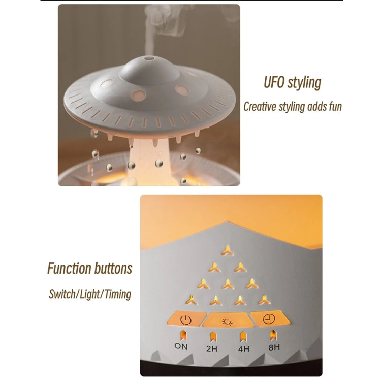 UFO Water Drop Aromatherapy Humidifier Desktop Remote Control Diffuser, Plug: AU Plug(White)