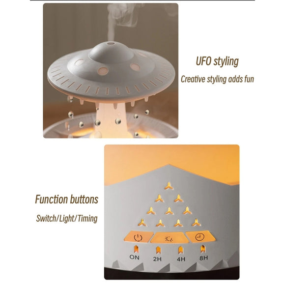 UFO Water Drop Aromatherapy Humidifier Desktop Remote Control Diffuser, Plug: US Plug(White)