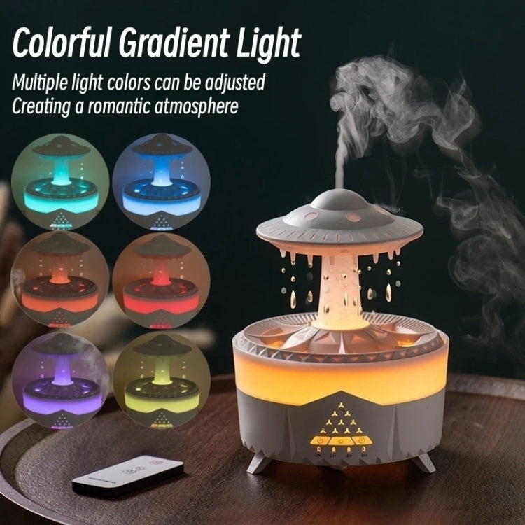 UFO Water Drop Aromatherapy Humidifier Desktop Remote Control Diffuser, Plug: US Plug(Wood Grain)