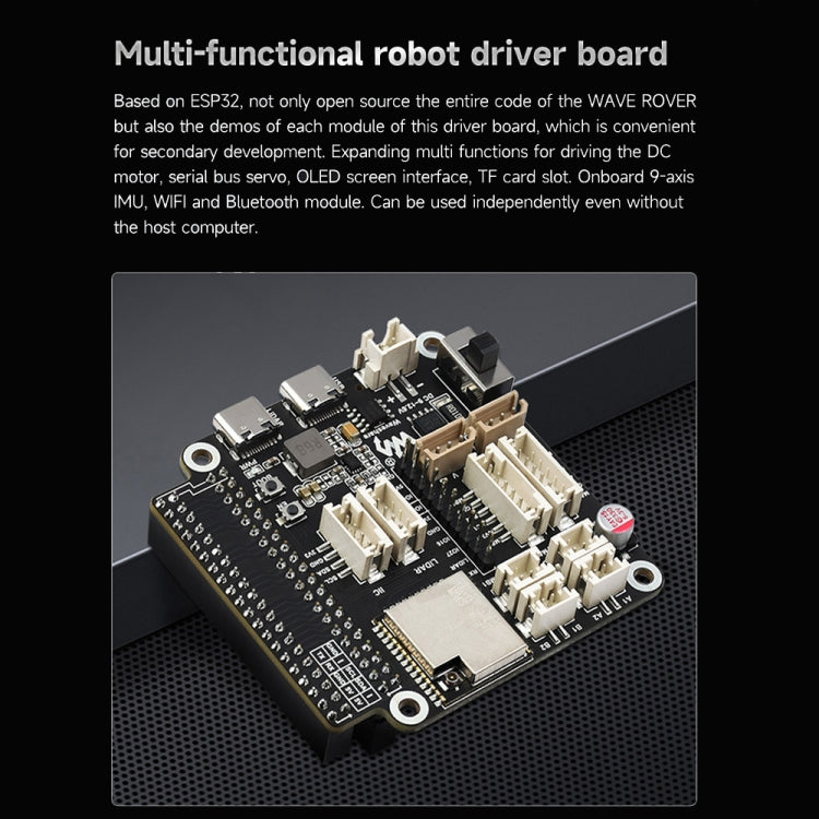 Waveshare WAVE ROVER Flexible Expandable 4WD Mobile Robot Chassis, Onboard ESP32 Module(UK Plug)