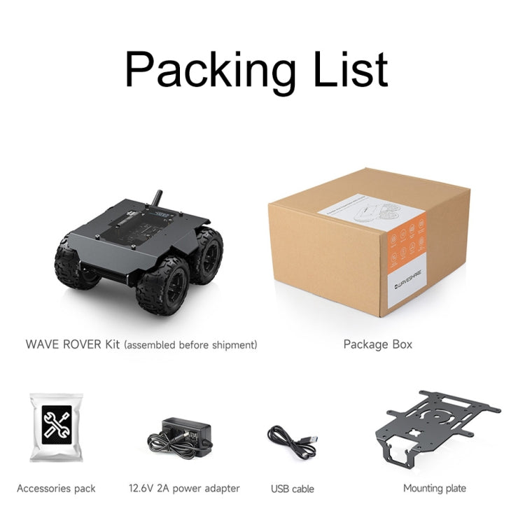 Waveshare WAVE ROVER Flexible Expandable 4WD Mobile Robot Chassis, Onboard ESP32 Module(UK Plug)