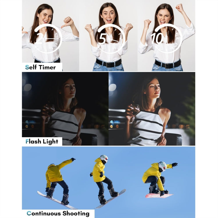 DC308 2.8-Inch 4K HD Front And Rear Dual-Camera 16X Zoom Digital Camera US Plug(White)