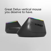 DELUX M618DB 6-Keys 1600 DPI RGB Vertical Wireless Bluetooth Dual-Mode Mouse(Lithium Bluetooth Version)