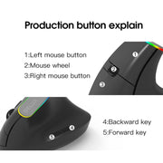 DELUX M618DB 6-Keys 1600 DPI RGB Vertical Wireless Bluetooth Dual-Mode Mouse(Lithium Bluetooth Version)