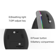 DELUX M618DB 6-Keys 1600 DPI RGB Vertical Wireless Bluetooth Dual-Mode Mouse(Lithium Bluetooth Version)