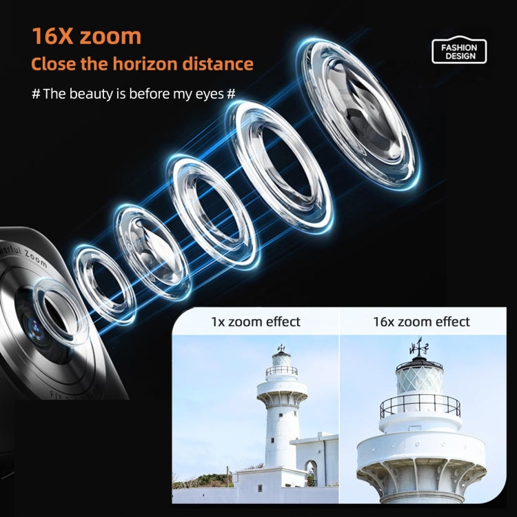 DC406L 2.4-Inch 1080P Mini HD 16X Zoom Digital Camera Home Children Camera UK Plug(Black)