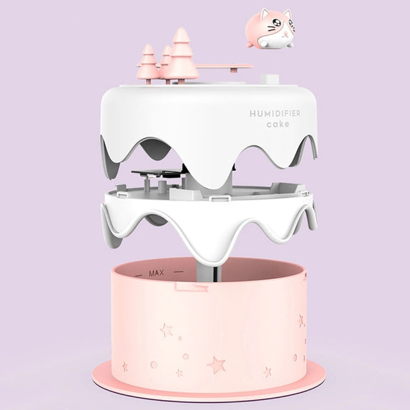 M328 Battery Type Mini Desktop Night Light Cartoon Cake Silent Spray Humidifier(White)