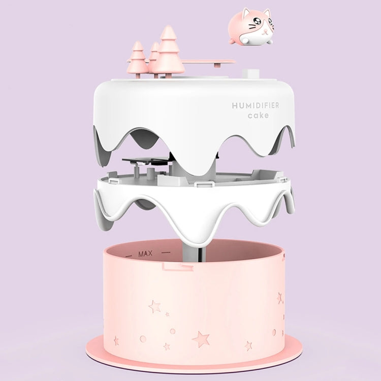 M328 Battery Type Mini Desktop Night Light Cartoon Cake Silent Spray Humidifier(White)