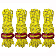 4m x 4 Rolls Outdoor Camping Tent Canopy Wind Rope Luminous Multi-Function Wind Rope Buckle Tent Fixed Rope(Figure 8 Buckle-Yellow)