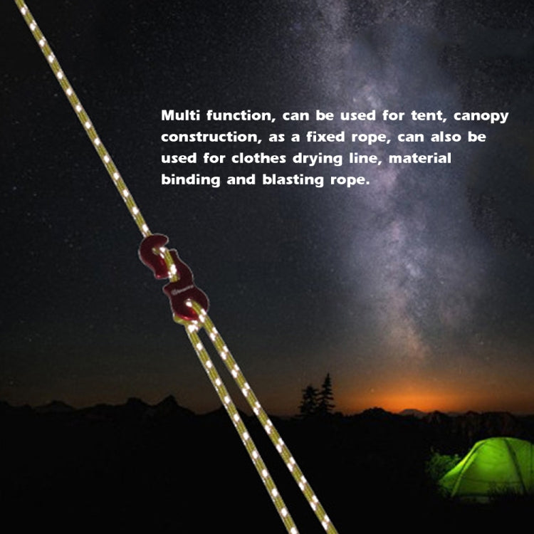 4m x 4 Rolls Outdoor Camping Tent Canopy Wind Rope Luminous Multi-Function Wind Rope Buckle Tent Fixed Rope(Figure 8 Buckle-Yellow)