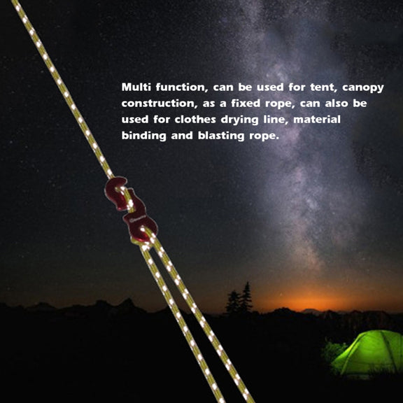 4m x 4 Rolls Outdoor Camping Tent Canopy Wind Rope Luminous Multi-Function Wind Rope Buckle Tent Fixed Rope(Figure 8 Buckle-Yellow)