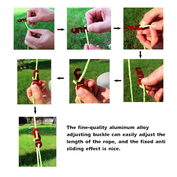 4m x 4 Rolls Outdoor Camping Tent Canopy Wind Rope Luminous Multi-Function Wind Rope Buckle Tent Fixed Rope(Figure 8 Buckle-Yellow)