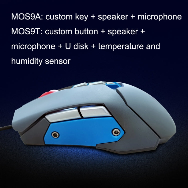 MOS9A 9 Keys 1600DPI Office Game USB Voice-Activated Voice Macro Programming Mouse, Cable Length: 2m