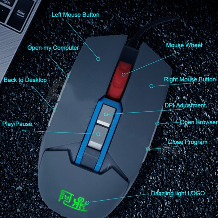 MOS9T 9 Keys 1600DPI Custom Mouse Built-in U Disk + Temperature Humidity Sensor, Cable Length: 2m