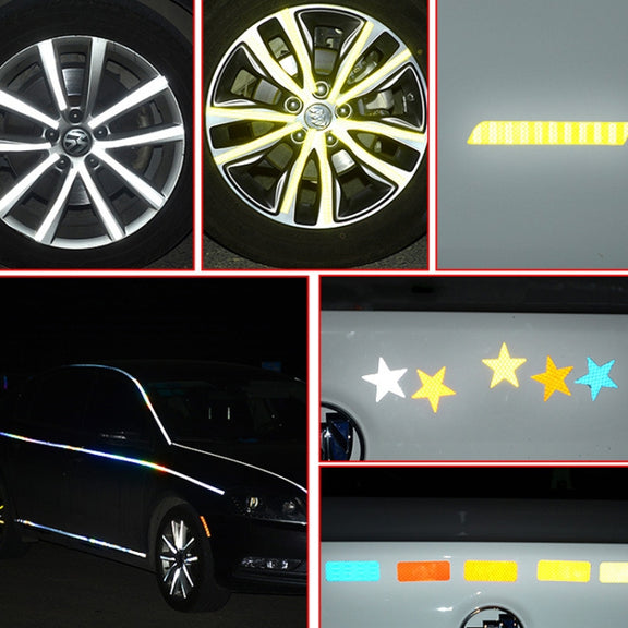 Motorcycle Bicycle broach Reflective Sticker Children Balance Scooter Luminous Sticker(Five-angle Star White)