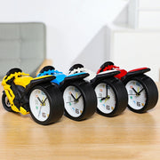 Motorcycle Alarm Clock Ornaments Creative Child Gift Clock(Blue Motorcycle Racing)