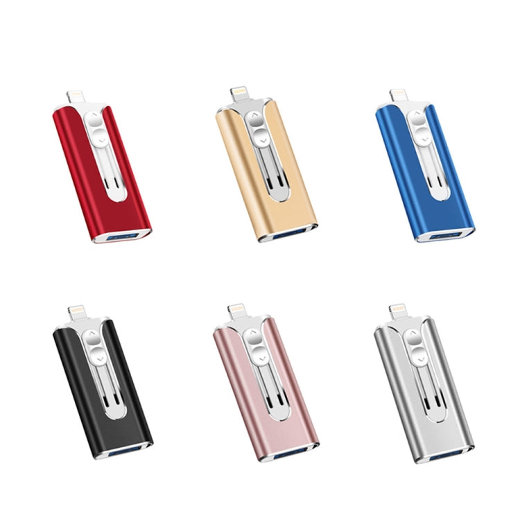 64GB Micro USB + 8 Pin + USB 2.0 3 in 1 Mobile Phone Computer U-Disk(Gold)