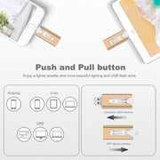 64GB Micro USB + 8 Pin + USB 2.0 3 in 1 Mobile Phone Computer U-Disk(Gold)