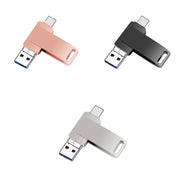32GB USB 3.0 + 8 Pin + USB-C / Type-C 3 in 1 Phone Computer Metal Rotatable U-Disk(Pink)