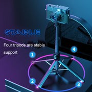 360-Degree Rotating Foldable Bluetooth Selfie Sticks Live Stand, Spec: P220 TK (Double Clip)