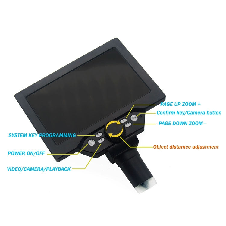 G1200D 7 Inch LCD Screen 1200X Portable Electronic Digital Desktop Stand Microscope(UK Plug Without Battery)