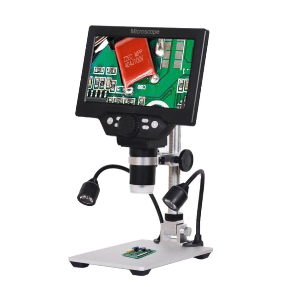 G1200D 7 Inch LCD Screen 1200X Portable Electronic Digital Desktop Stand Microscope(UK Plug Without Battery)