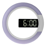 LED Mirror Hollow Wall Clock 7-color Switch Electronic Digital Display Wall Clock(White)