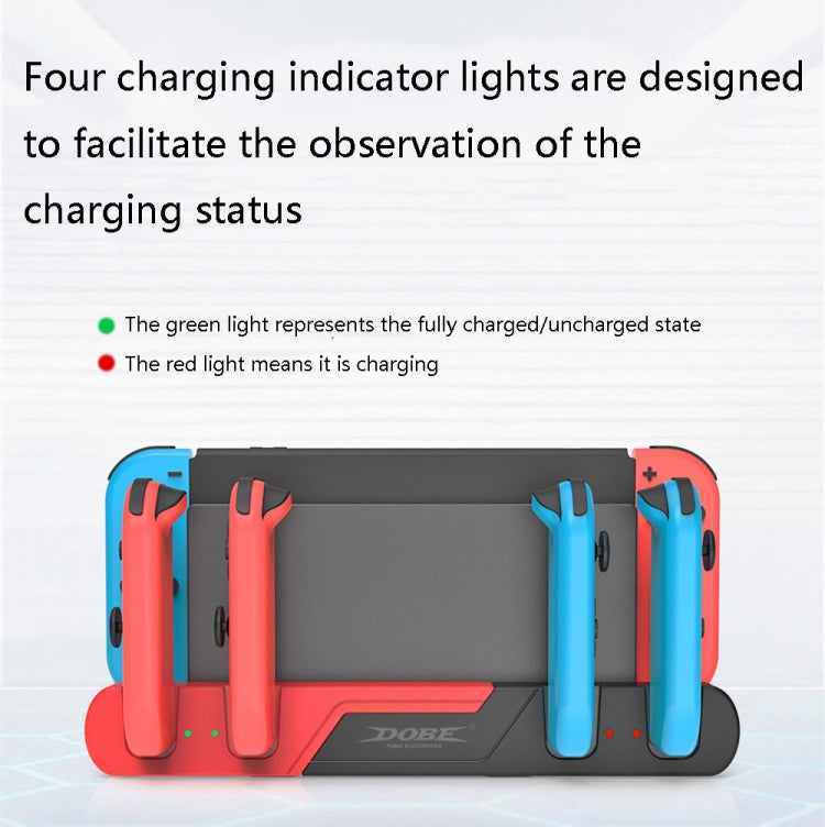 DOBE TNS-0122 4 In 1 Gamepad Charging Dock For Switch OLED(Red Black)