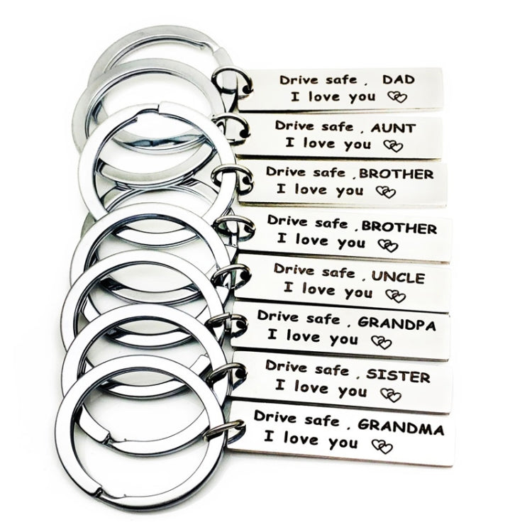 10 PCS C1010 Drive Safe Stainless Steel Tag Keychain 10x40mm(Grand Ma)