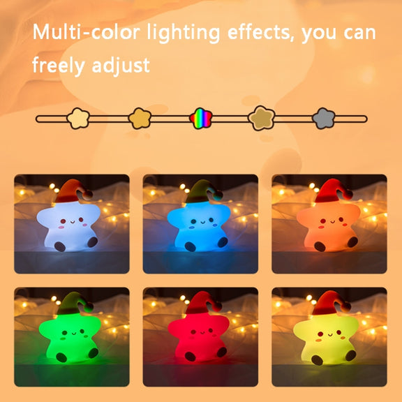 Silicone Star Colorful Bedside Night Light, Spec: Remote Control