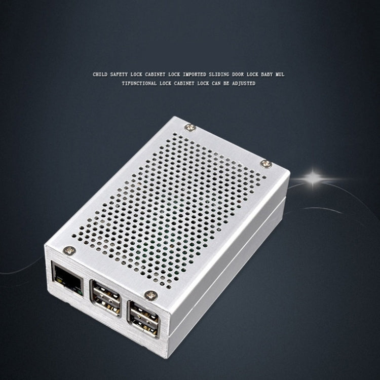 Aluminum Alloy Shell Grid Cooling Box For Raspberry Pi 3 Model B Pi 2/B + Silver with Fan