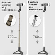 Mini Selfie Stick Integrated Multifunctional Bluetooth Selfie, Specification: Q10S 70cm With Fill Light